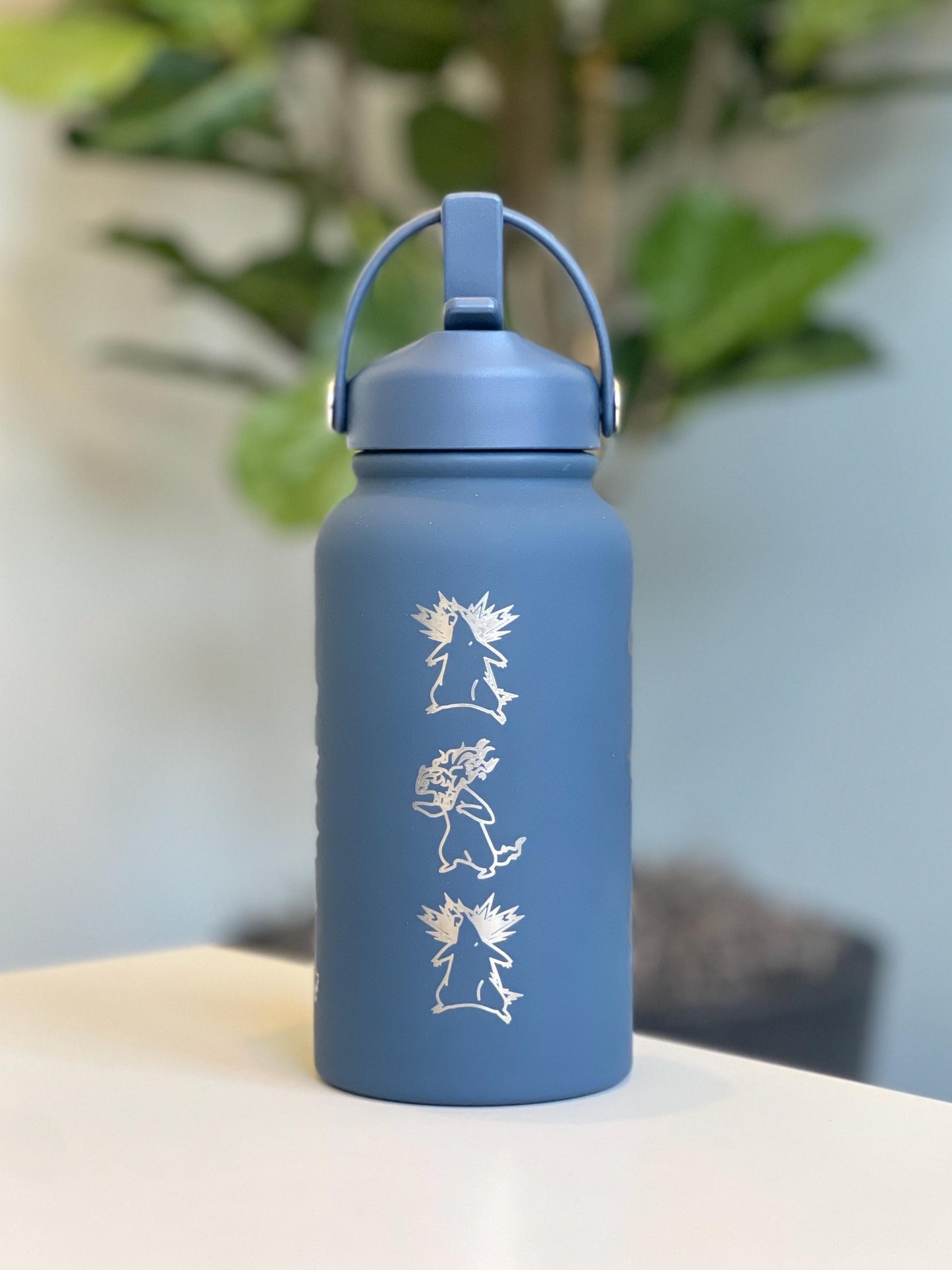 Typhlosion Engraved Water Bottle with Hisuian Typhlosion Waterbottle Coffee Tumbler, Johto Starter Anime Fan Travel Mug Gift