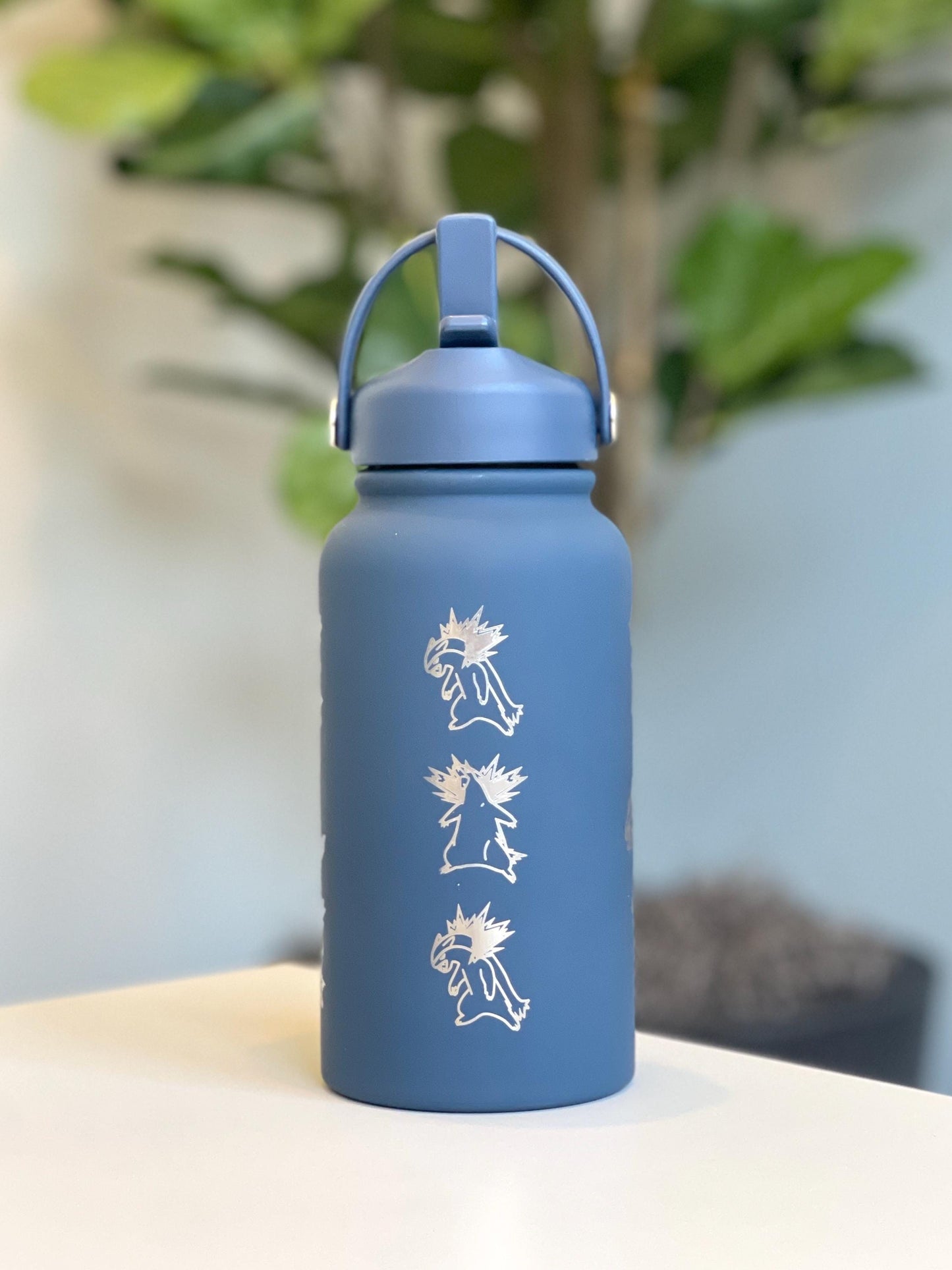 Typhlosion Engraved Water Bottle with Hisuian Typhlosion Waterbottle Coffee Tumbler, Johto Starter Anime Fan Travel Mug Gift