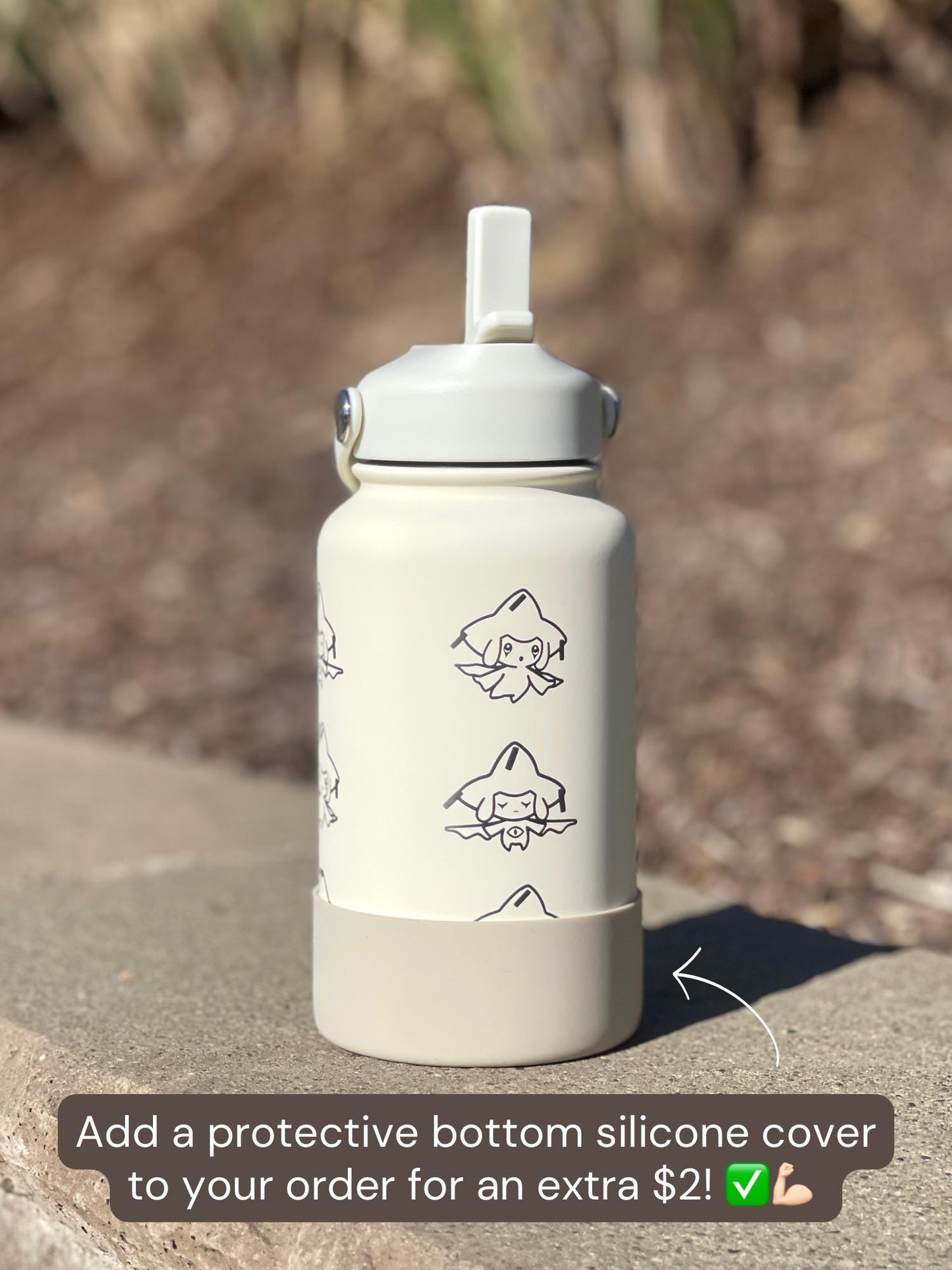 Jirachi Water Bottle Engraved Coffee Tumbler with Sleeping & Apple Jirachi, Hoenn Mythical Waterbottle Travel Mug Anime Fan Birthday Gift
