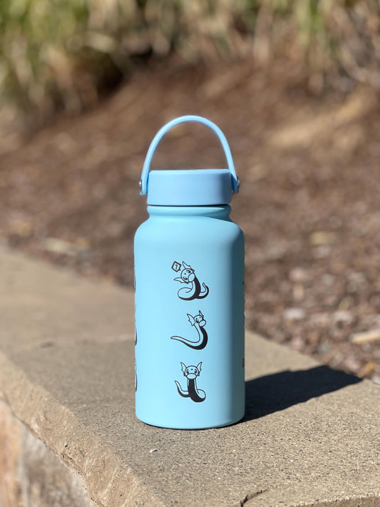 Dratini Dragonair Water Bottle, Laser Engraved Coffee Tumbler with Sleeping Dratini, Anime Dragonite Fan Waterbottle Birthday Gift