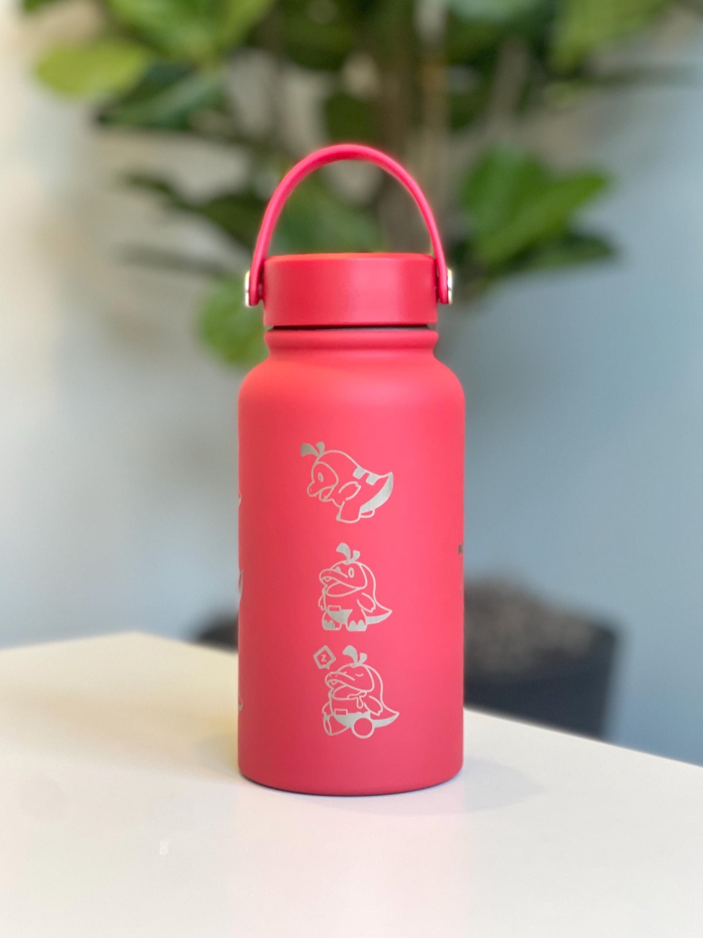 Fuecoco Water Bottle Engraved Coffee Tumbler, Sleeping & Friendly Chef Fuecoco, Paldea Fire Starter Waterbottle, Anime Fan Birthday Gift
