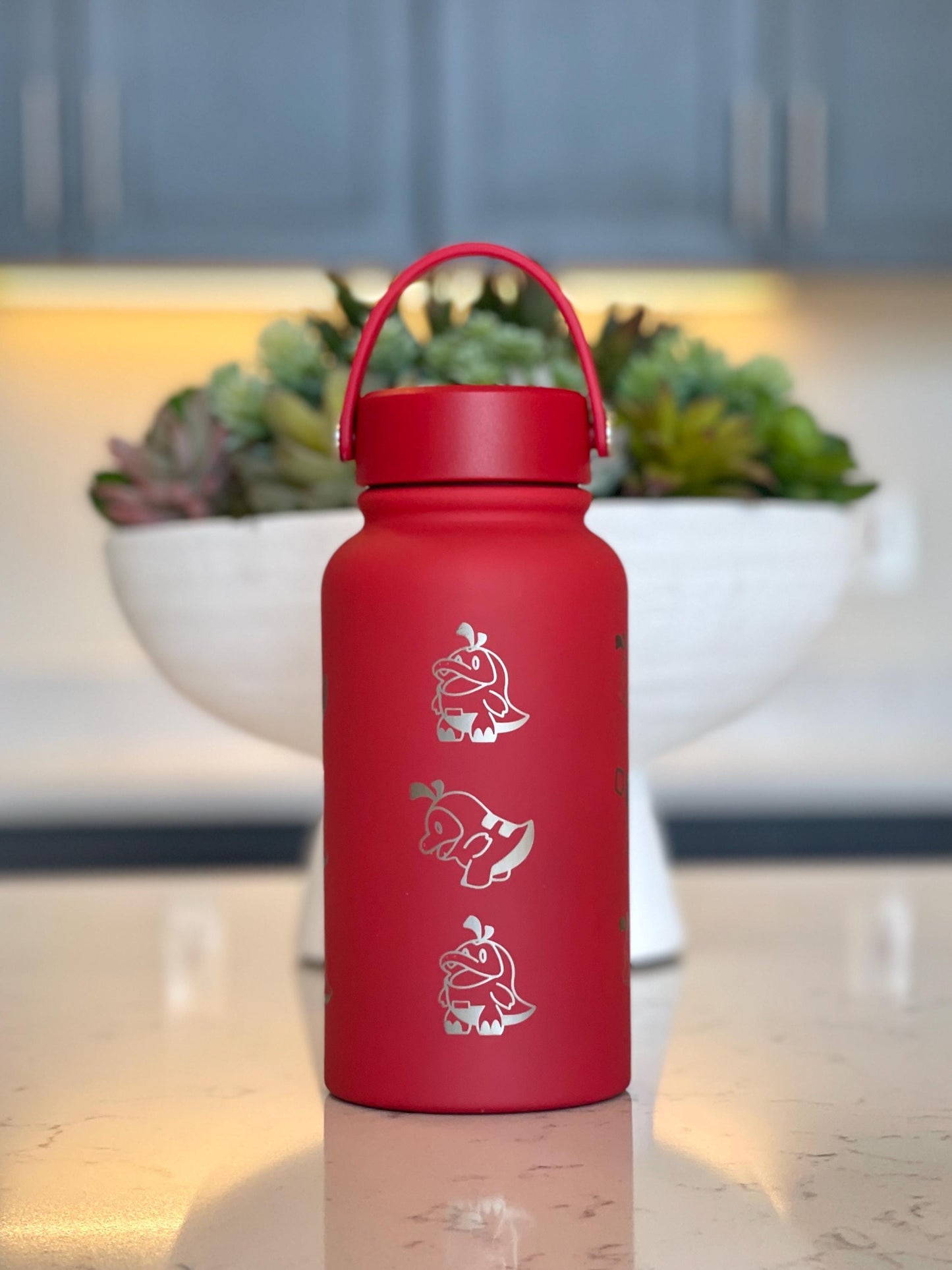 Fuecoco Water Bottle Engraved Coffee Tumbler, Sleeping & Friendly Chef Fuecoco, Paldea Fire Starter Waterbottle, Anime Fan Birthday Gift