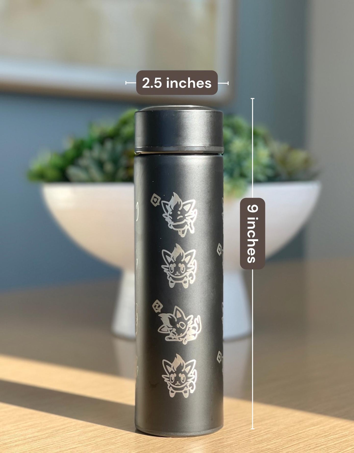 Zorua Zoroark Hisuian Zorua Coffee Tumbler Set with Tea Infuser, Engraved Waterbottle Travel Mug Thermos, Cute Anime Fan Birthday Gift