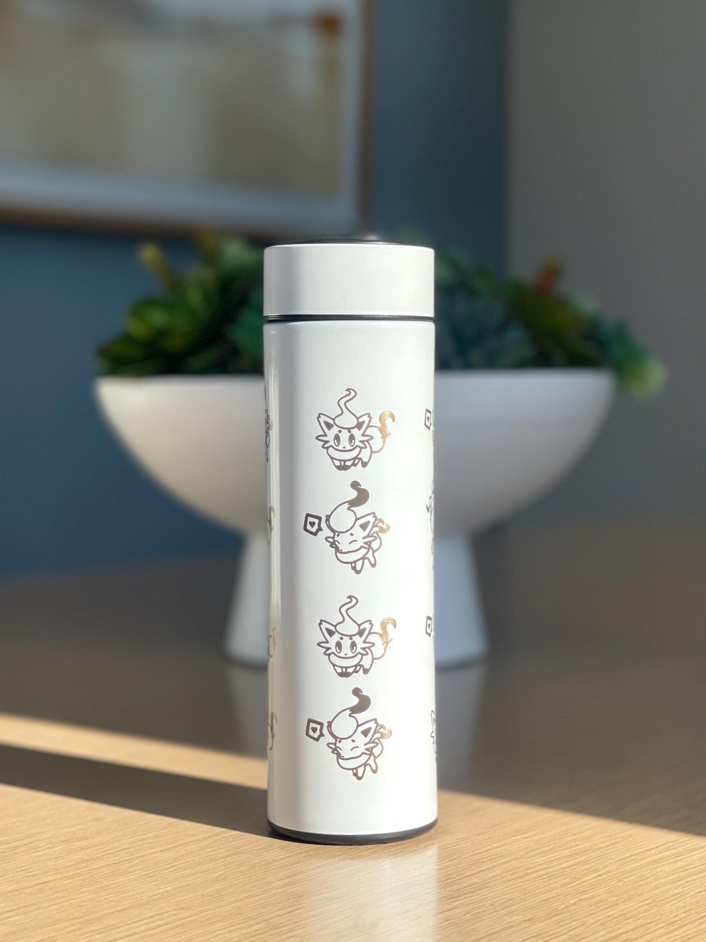 Zorua Zoroark Hisuian Zorua Coffee Tumbler Set with Tea Infuser, Engraved Waterbottle Travel Mug Thermos, Cute Anime Fan Birthday Gift