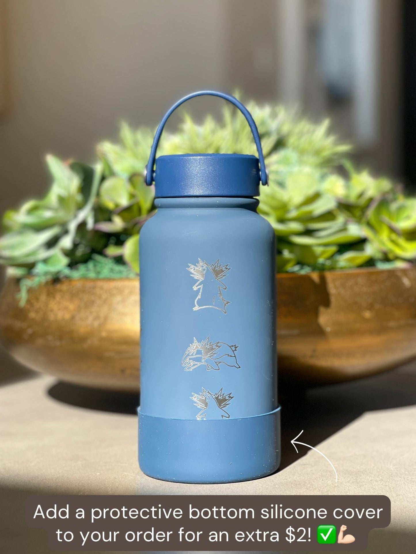 Typhlosion Engraved Water Bottle with Hisuian Typhlosion Waterbottle Coffee Tumbler, Johto Starter Anime Fan Travel Mug Gift