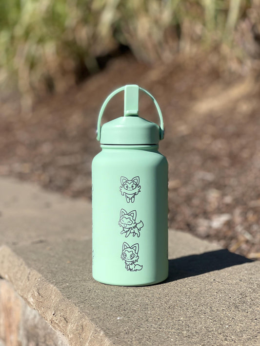 Sprigatito Water Bottle Engraved Coffee Tumbler with Sleeping Sprigatito, Paldea Grass Starter Waterbottle Thermos Anime Fan Birthday Gift