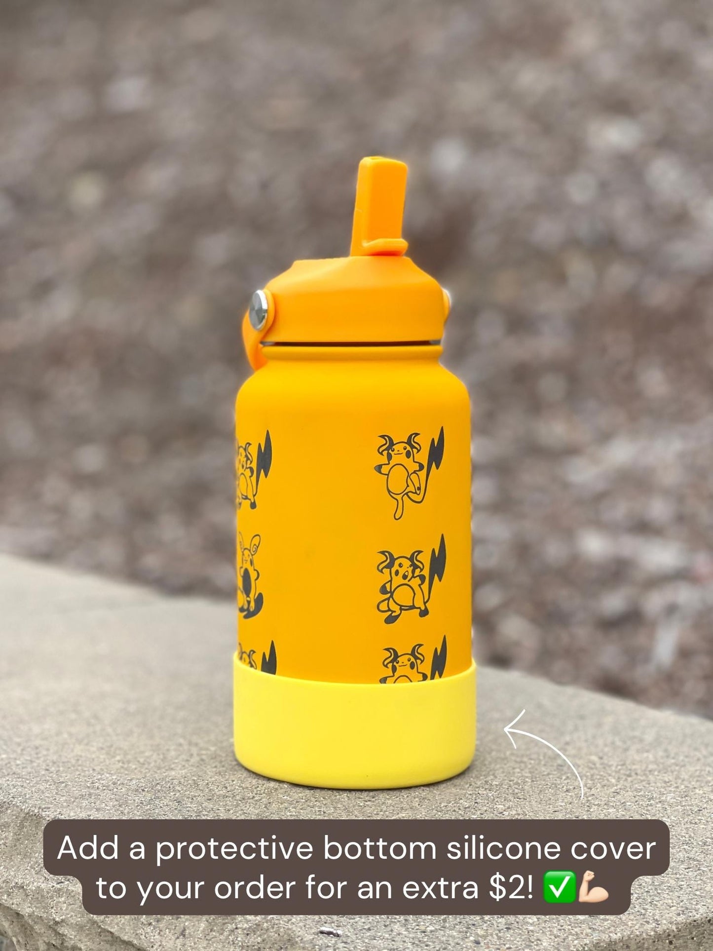 Raichu Water Bottle Tumbler with Alolan Raichu, Engraved Coffee Travel Mug Straw Waterbottle, Cute Anime Fan Pikachu Birthday Gift