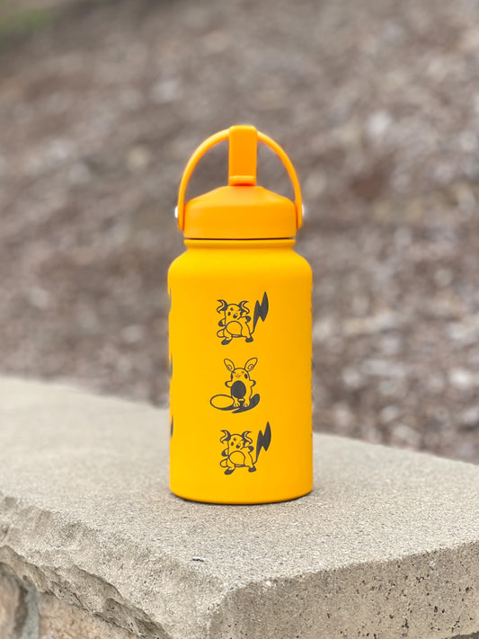 Raichu Water Bottle Tumbler with Alolan Raichu, Engraved Coffee Travel Mug Straw Waterbottle, Cute Anime Fan Pikachu Birthday Gift