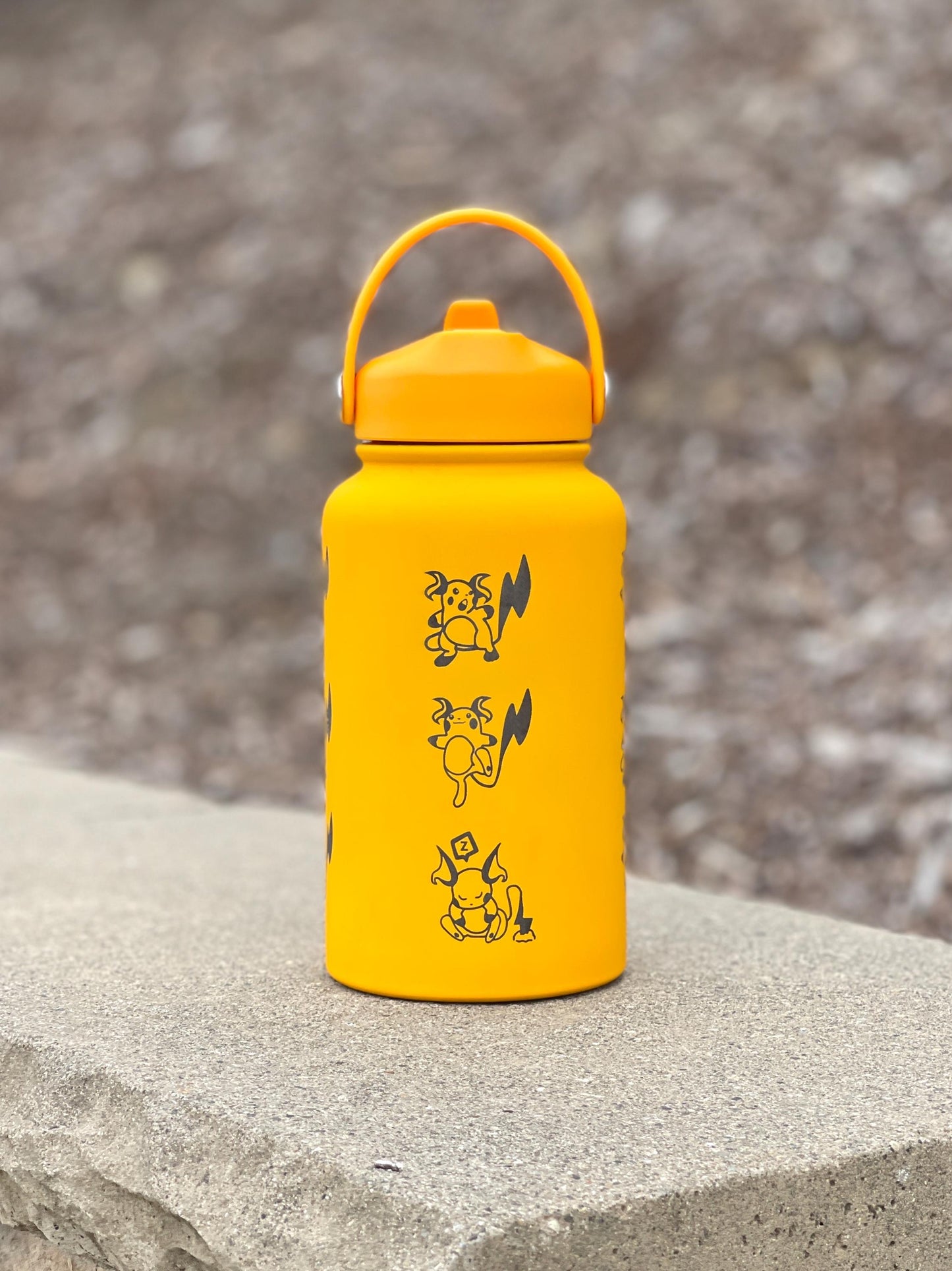 Raichu Water Bottle Tumbler with Alolan Raichu, Engraved Coffee Travel Mug Straw Waterbottle, Cute Anime Fan Pikachu Birthday Gift
