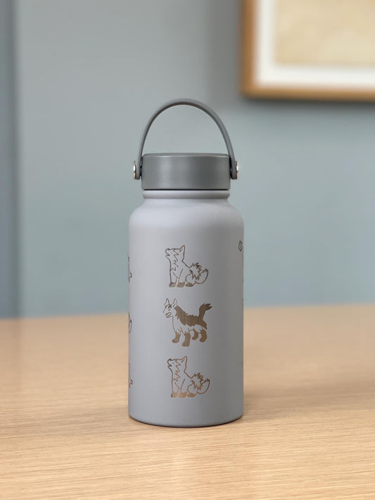 Poochyena Mightyena Water Bottle Engraved Coffee Tumbler, Cute Sleeping Poochyena Dog Waterbottle Travel Mug, Anime Hoenn Fan Birthday Gift