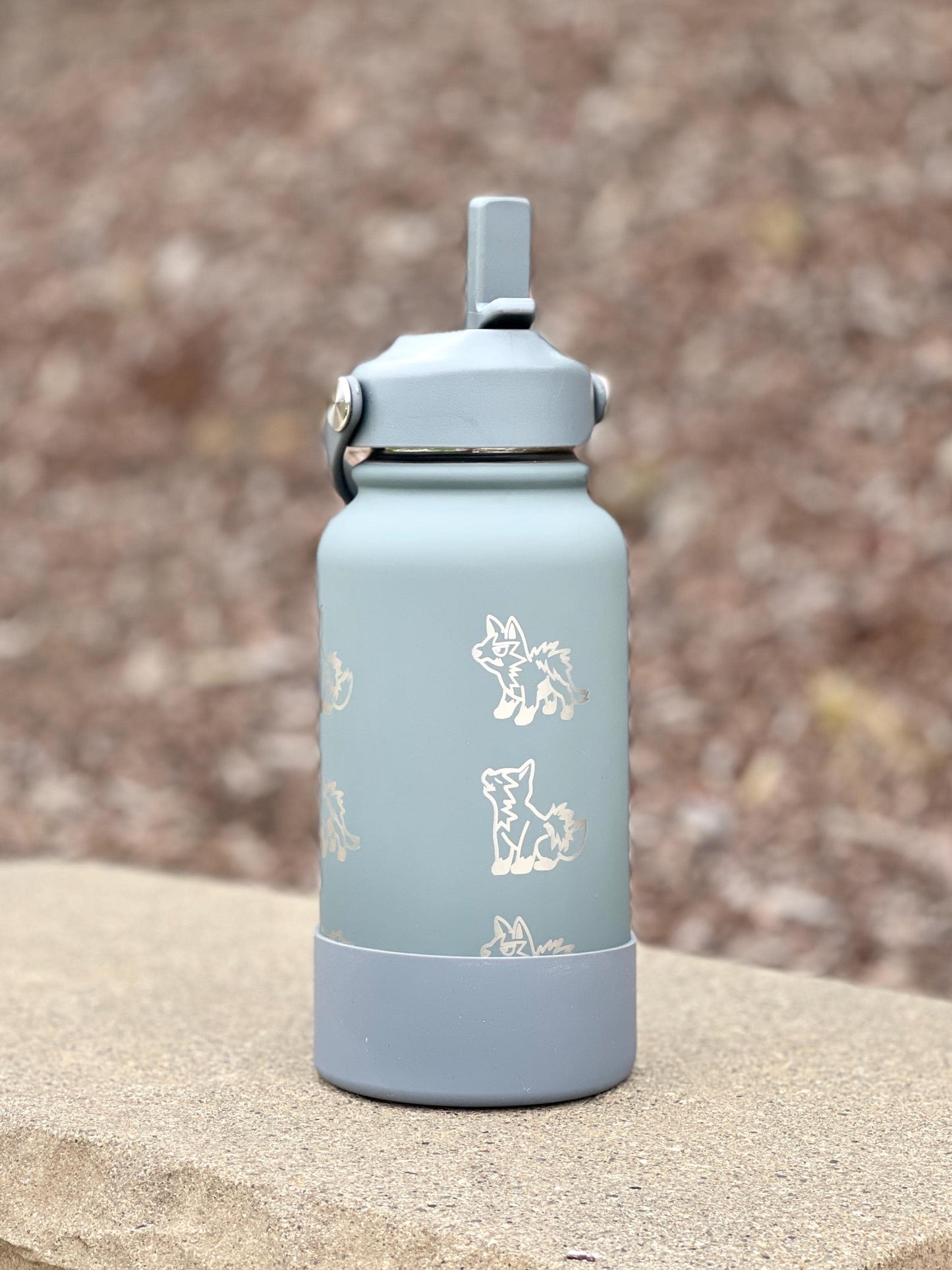 Poochyena Mightyena Water Bottle Engraved Coffee Tumbler, Cute Sleeping Poochyena Dog Waterbottle Travel Mug, Anime Hoenn Fan Birthday Gift