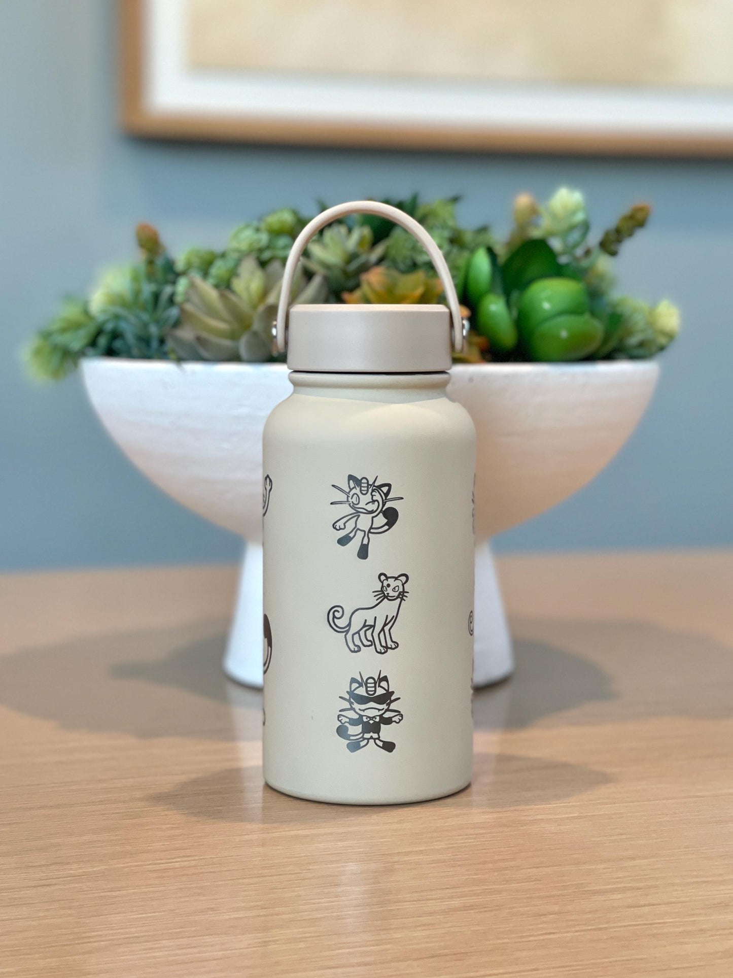 Meowth Persian Water Bottle Engraved Coffee Tumbler with Perrserker Alolan Galarian & Gigantamax Versions, Team Rocket Waterbottle Gift