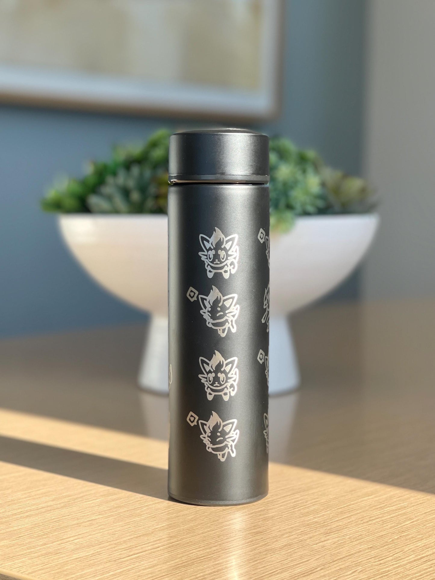 Zorua Zoroark Hisuian Zorua Coffee Tumbler Set with Tea Infuser, Engraved Waterbottle Travel Mug Thermos, Cute Anime Fan Birthday Gift