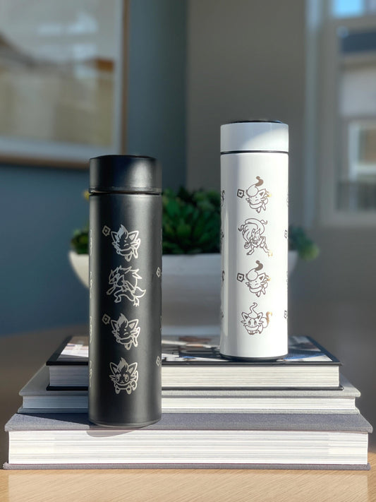 Zorua Zoroark Hisuian Zorua Coffee Tumbler Set with Tea Infuser, Engraved Waterbottle Travel Mug Thermos, Cute Anime Fan Birthday Gift