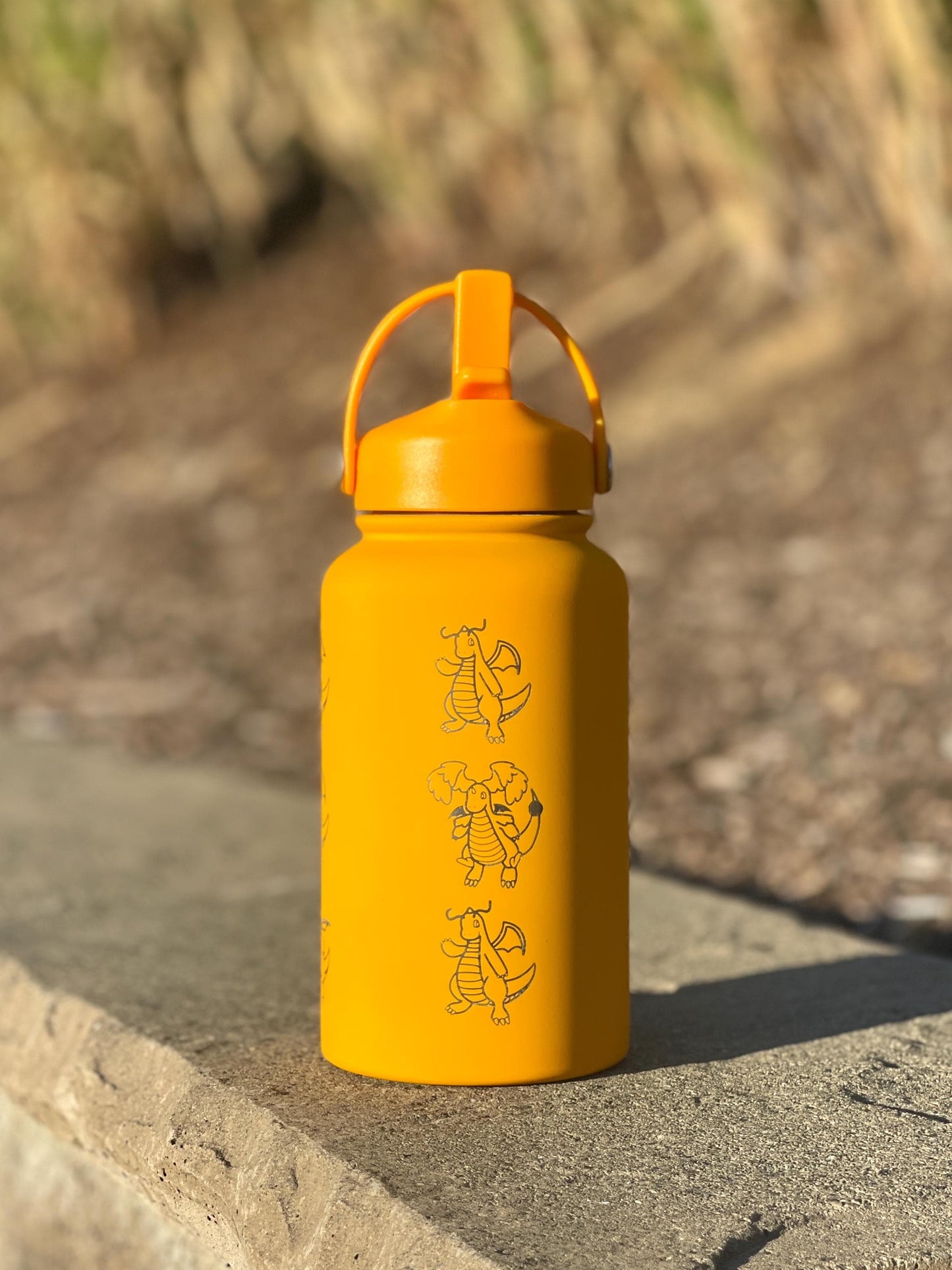 Dragonite Water Bottle with Mega Dragonite, Engraved Coffee Tumbler, Glasses & Unite Gardening Style Costume Waterbottle, Anime Fan Gift
