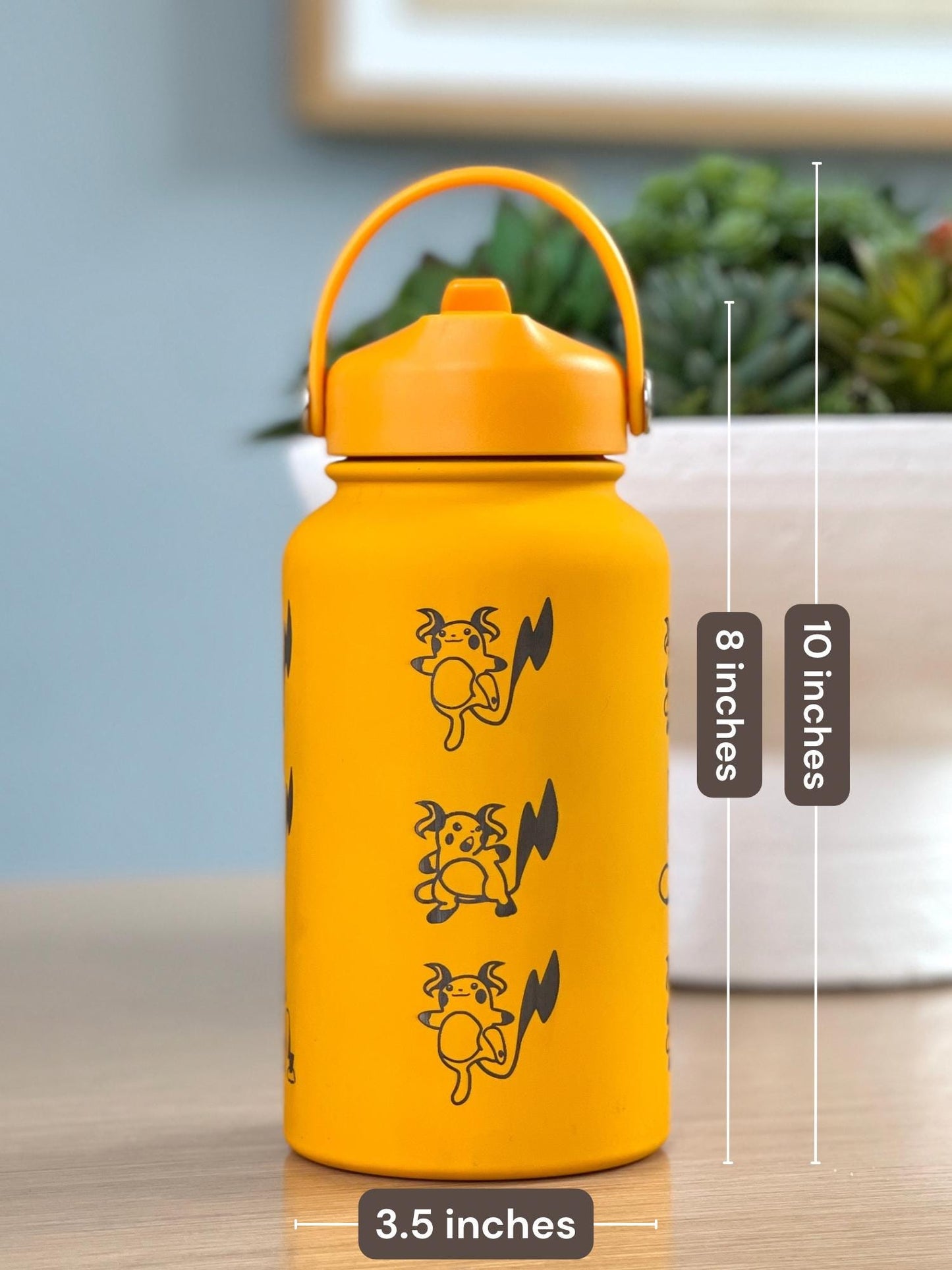 Raichu Water Bottle Tumbler with Alolan Raichu, Engraved Coffee Travel Mug Straw Waterbottle, Cute Anime Fan Pikachu Birthday Gift