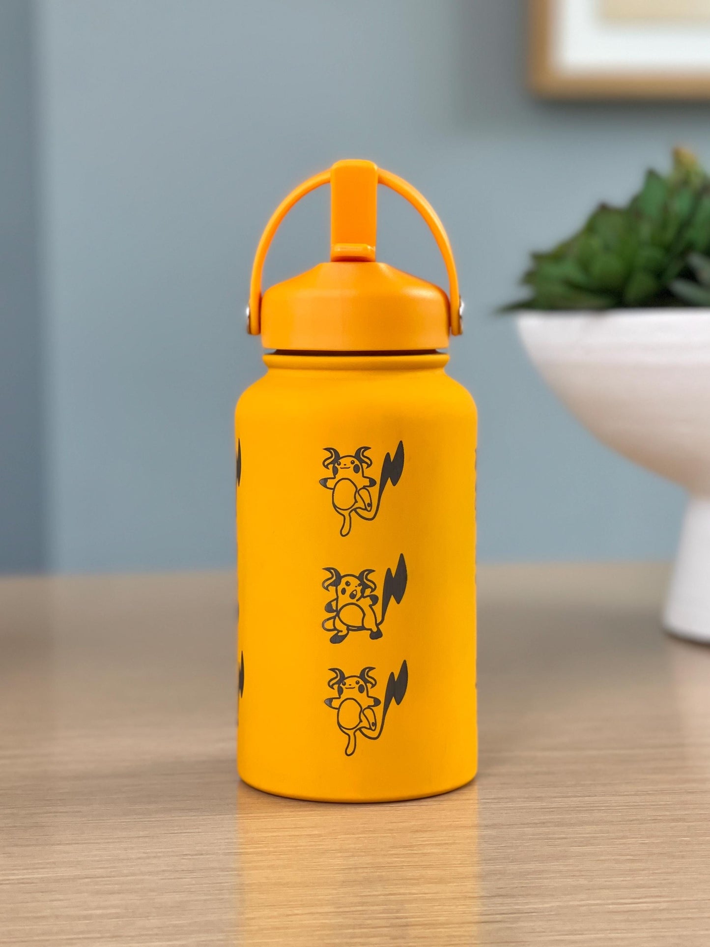 Raichu Water Bottle Tumbler with Alolan Raichu, Engraved Coffee Travel Mug Straw Waterbottle, Cute Anime Fan Pikachu Birthday Gift