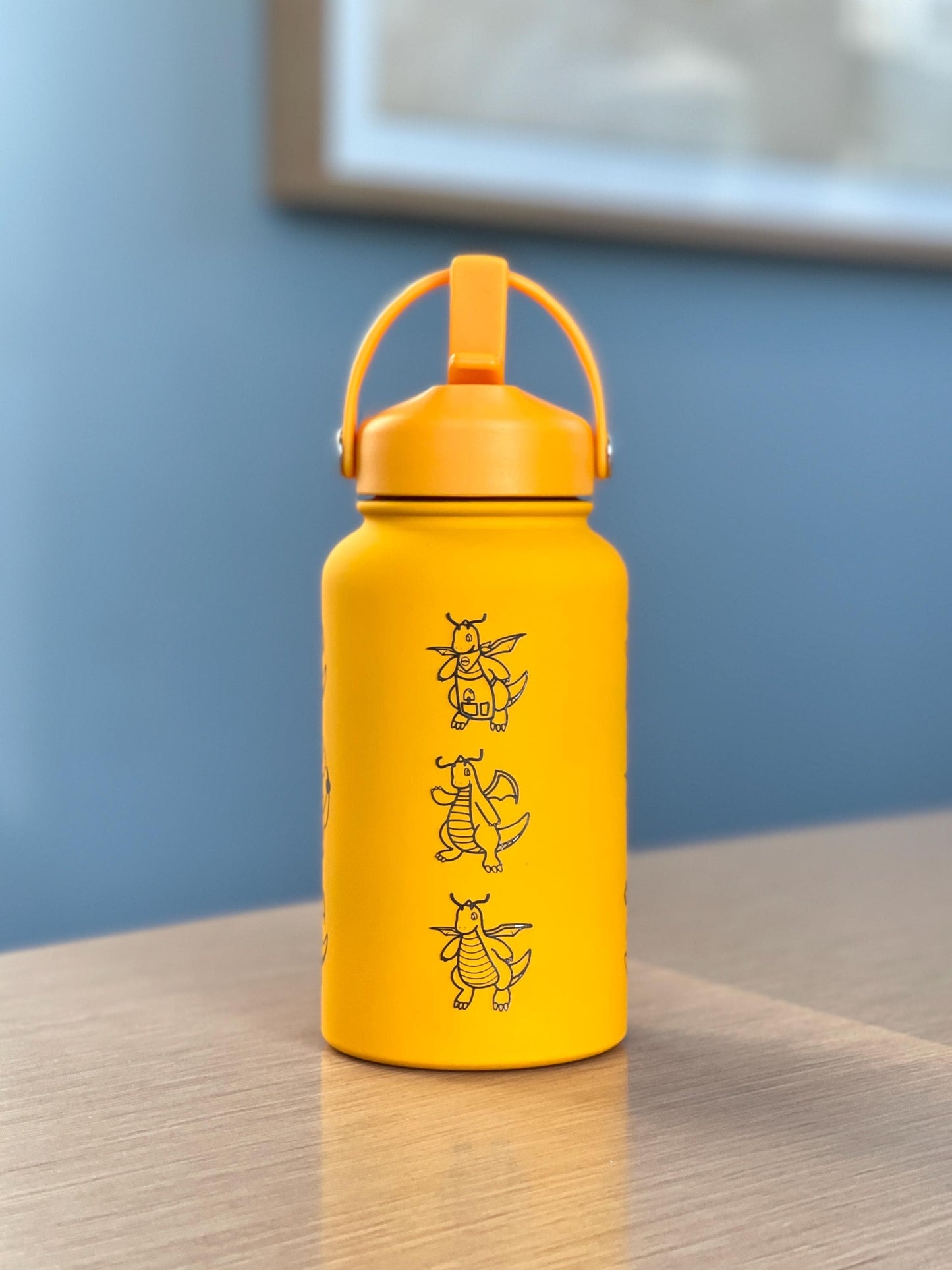 Dragonite Water Bottle with Mega Dragonite, Engraved Coffee Tumbler, Glasses & Unite Gardening Style Costume Waterbottle, Anime Fan Gift