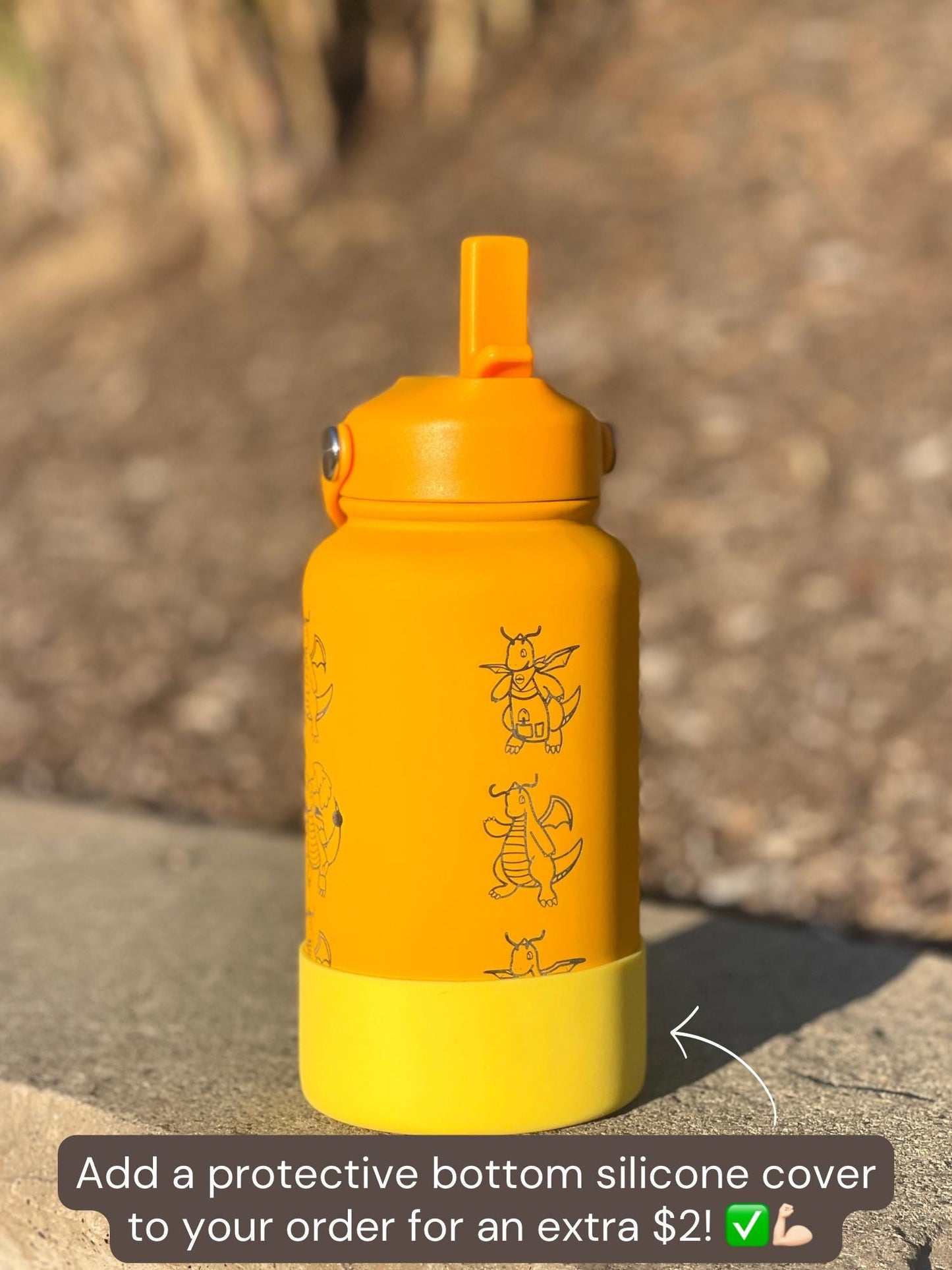 Dragonite Water Bottle with Mega Dragonite, Engraved Coffee Tumbler, Glasses & Unite Gardening Style Costume Waterbottle, Anime Fan Gift