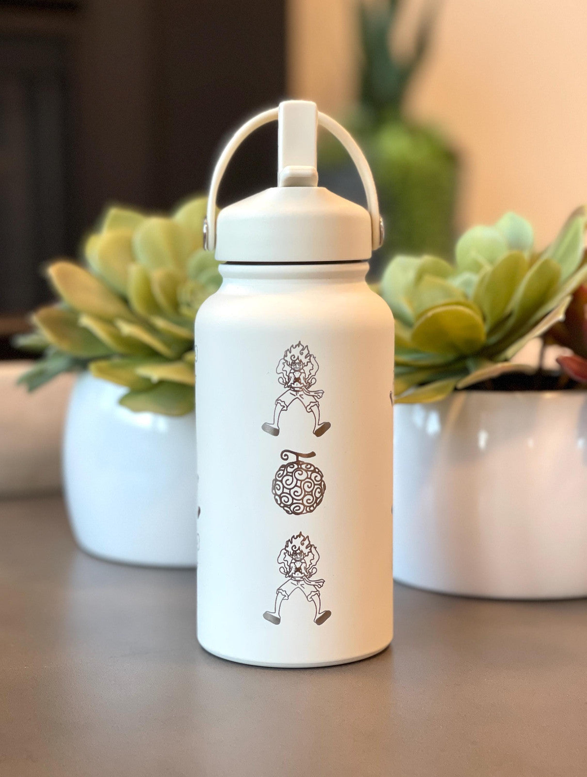 Luffy Gear 5 Water Bottle, One Piece Engraved Coffee Tumbler Waterbottle, Gomu
