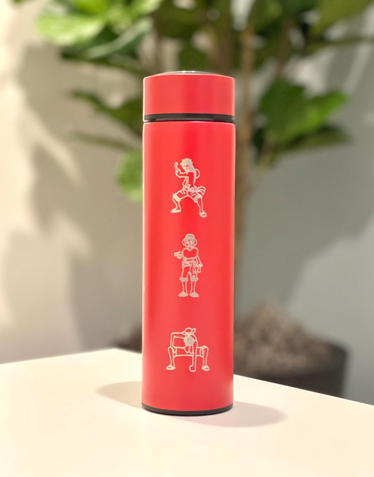 Luffy One Piece Coffee Tumbler with Tea Infuser Water Bottle, Gomu Gomu no Mi