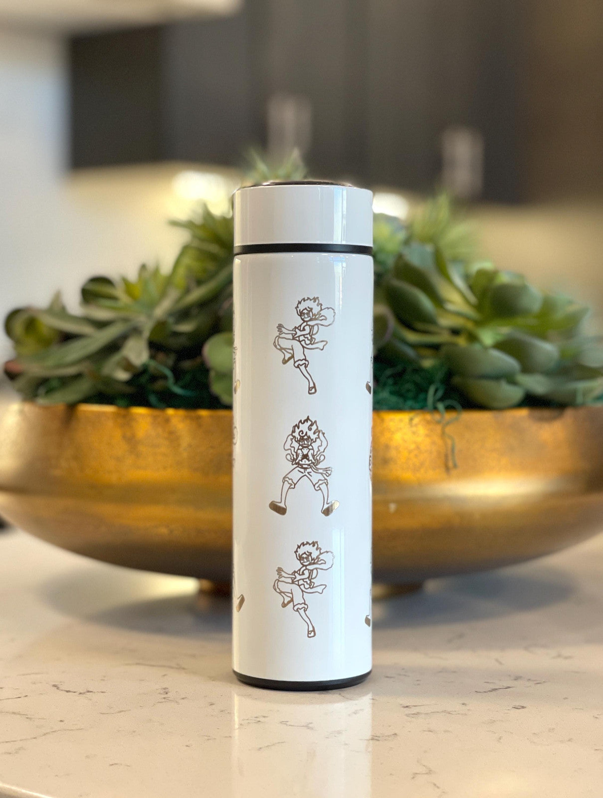 Luffy Gear 5 One Piece Coffee Tumbler with Tea Infuser Water Bottle, Engraved