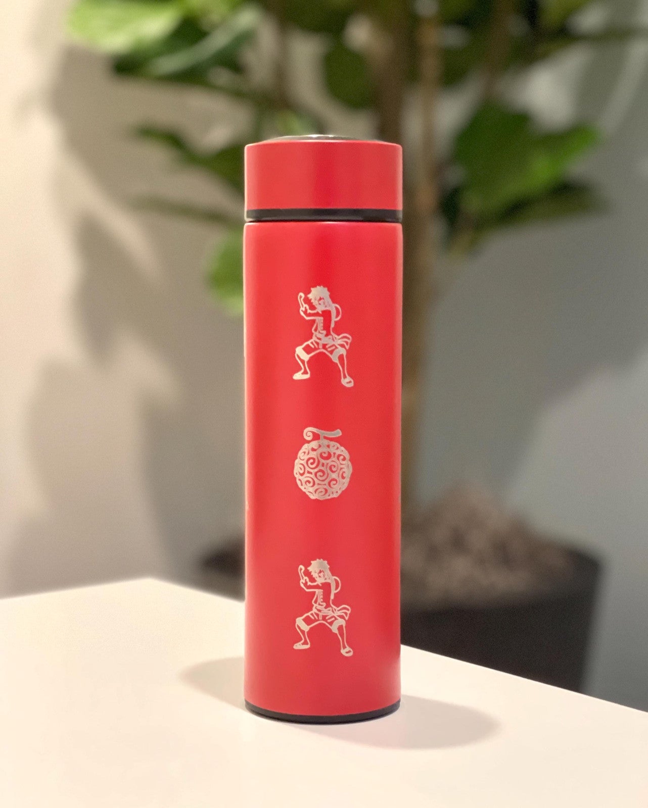 Luffy One Piece Coffee Tumbler with Tea Infuser Water Bottle, Gomu Gomu no Mi