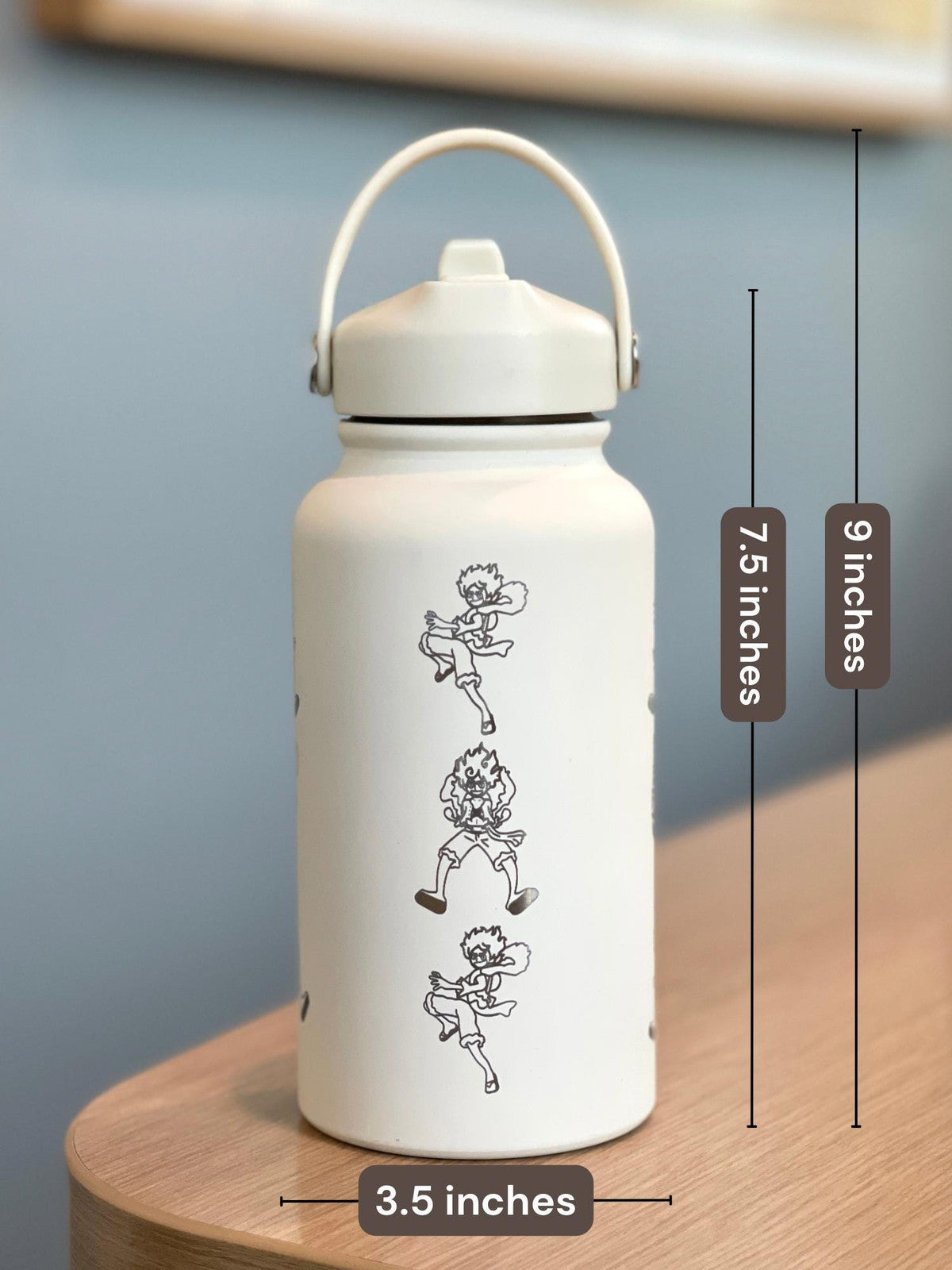 Luffy Gear 5 Water Bottle, One Piece Engraved Coffee Tumbler Waterbottle, Gomu
