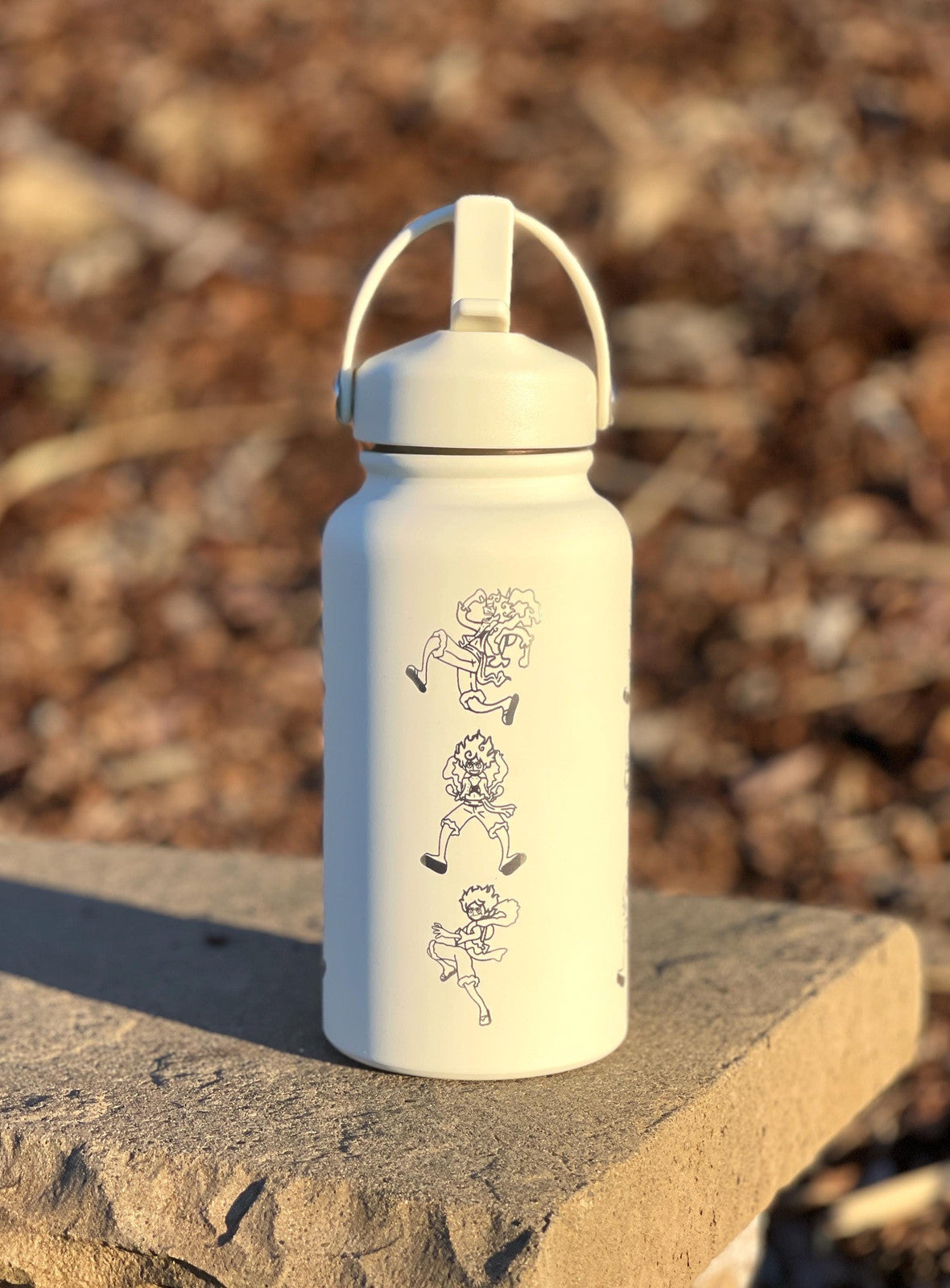 Luffy Gear 5 Water Bottle, One Piece Engraved Coffee Tumbler Waterbottle, Gomu