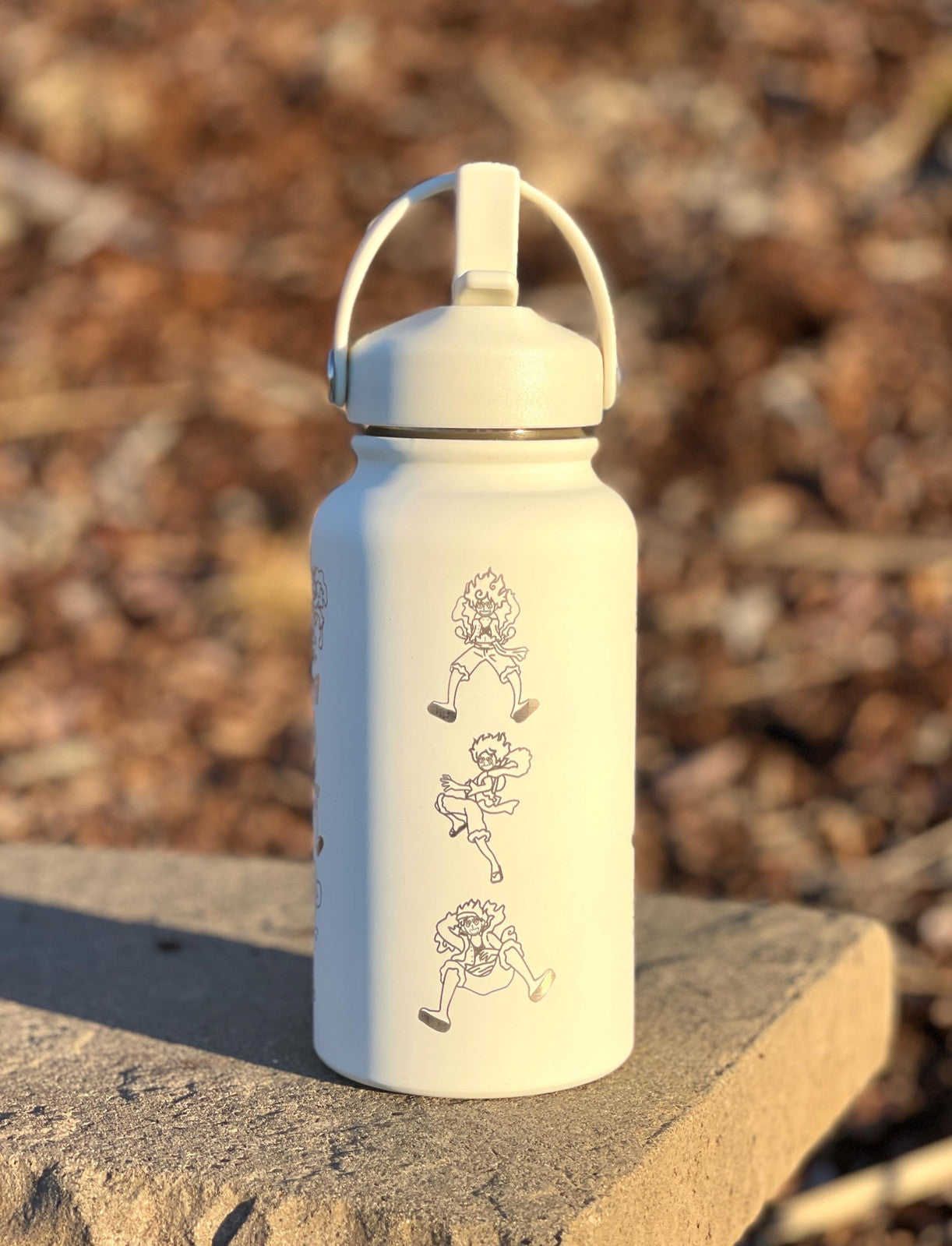 Luffy Gear 5 Water Bottle, One Piece Engraved Coffee Tumbler Waterbottle, Gomu