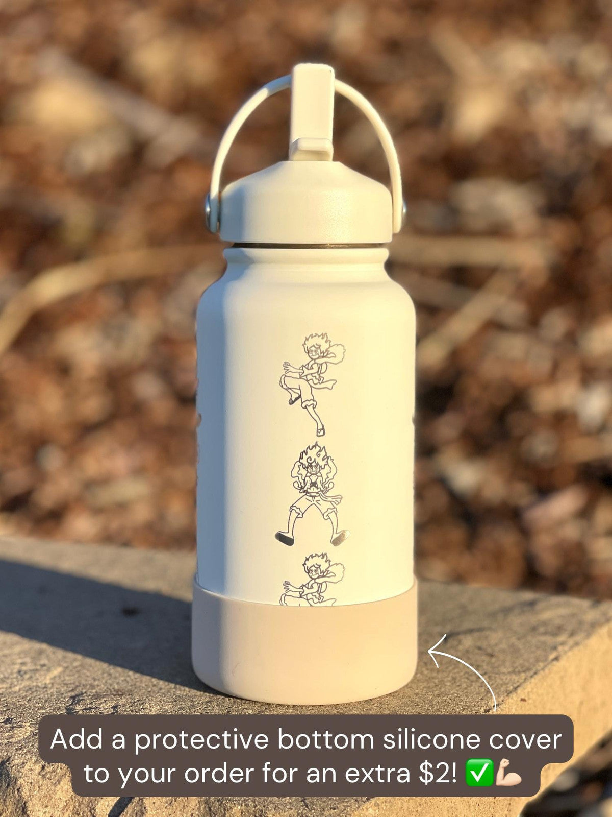 Luffy Gear 5 Water Bottle, One Piece Engraved Coffee Tumbler Waterbottle, Gomu