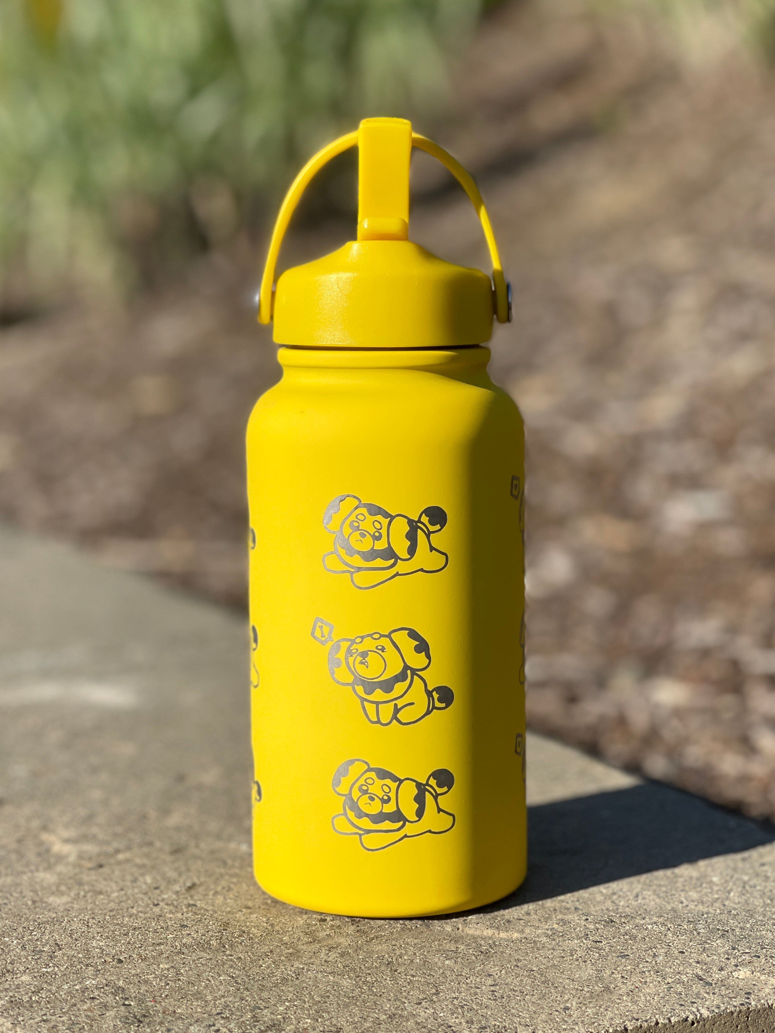 Fidough Water Bottle Engraved Waterbottle with Fidough King Outfit Cute Dog Coffee Tumbler Thermos Flask, Gamer Anniversary Gift