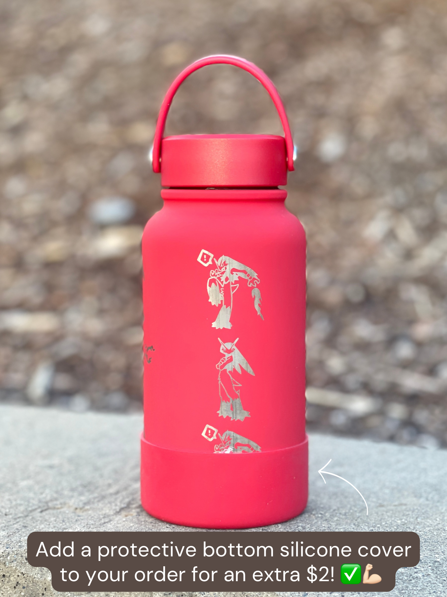 Blaziken Water Bottle Engraved Waterbottle with Mega Blaziken, Hoenn Starter Coffee Tumbler Thermos Flask, Gamer Anniversary Gift