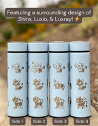 Shinx Luxio Luxray Coffee Tumbler Tea Infuser Shinx Evolution Trio, Engraved Water Bottle Travel Mug Thermos, Anime Fan Gift
