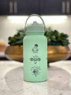 Budew Roselia Roserade Water Bottle Engraved Coffee Tumbler, Budew with Sunglasses, Grass Evolution Trio, Anime Fan Birthday Gift
