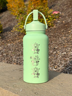 Chespin Water Bottle Engraved Coffee Tumbler with Sleeping Chespin Waterbottle, Kalos Grass Starter Thermos Anime Fan Birthday Gift