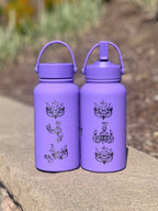 Chandelure Water Bottle Engraved Waterbottle with Mega Chandelure & Litwick, Ghost Chandalier Coffee Tumbler Thermos Flask, Gamer Anniversary Gift