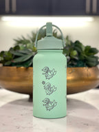 Snivy Water Bottle Engraved Waterbottle with Sleeping Snivy, Grass Unova Starter Coffee Tumbler Thermos, Gamer Anniversary Gift