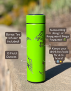 Rayquaza & Mega Rayquaza Coffee Tumbler Tea Infuser, Black Shiny Rayquaza Water Bottle, Legendary Dragon Travel Mug, Anime Fan Gift