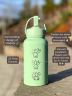 Oddish Water Bottle Engraved Coffee Tumbler, Oddish with Guitar Waterbottle, Funny Cute Anime Fan Birthday Gift