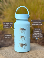 Suicune Water Bottle Engraved Waterbottle with Walking Wake, Johto Legendary Dog Coffee Tumbler Thermos Flask, Gamer Anniversary Gift