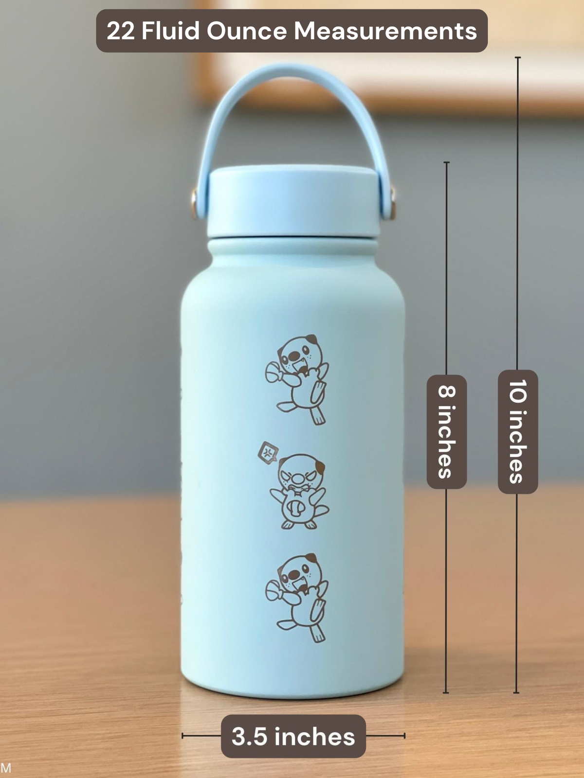 Oshawott Water Bottle Engraved Waterbottle, Crying Oshawott Shell Funny Unova Starter Samurott Coffee Tumbler Thermos, Anime Birthday Gift