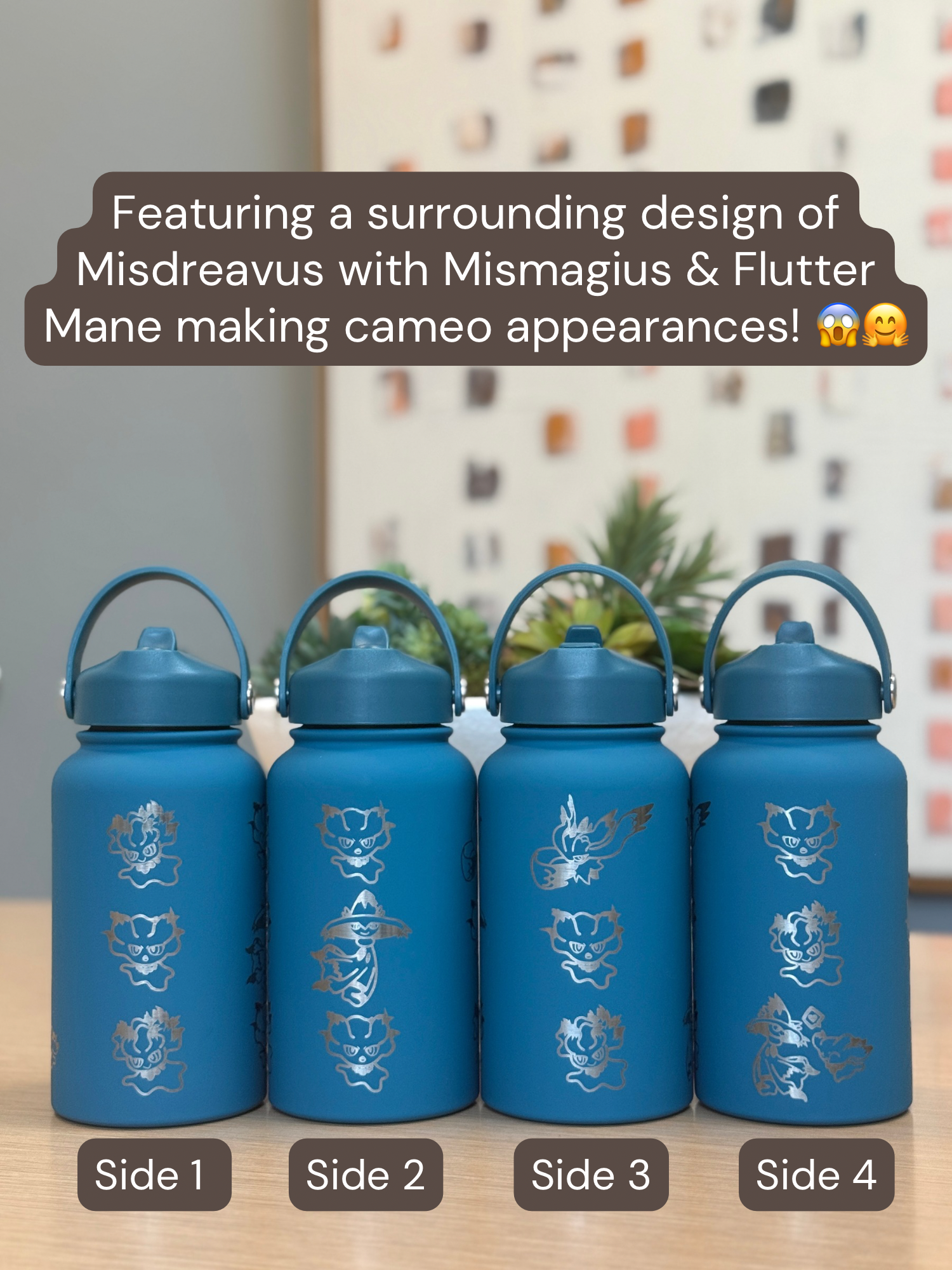 Misdreavus Water Bottle Engraved Coffee Tumbler with Misdreavus & Flutter Mane Waterbottle, Ghost Thermos Anime Fan Birthday Gift