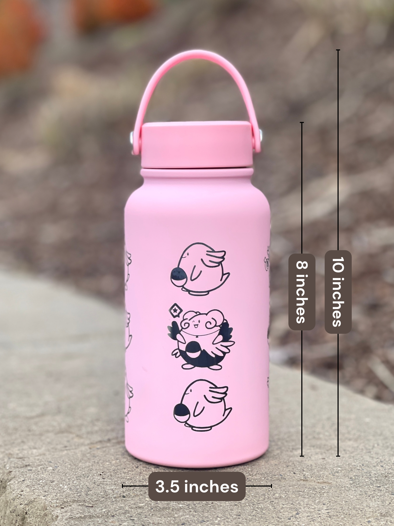 Chansey Blissey Water Bottle Engraved Waterbottle with Nurse & Sad Chansey, Cute Tumbler Thermos Flask, Gamer Anniversary Gift