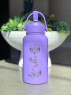 Chandelure Water Bottle Engraved Waterbottle with Mega Chandelure & Litwick, Ghost Chandalier Coffee Tumbler Thermos Flask, Gamer Anniversary Gift