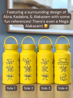 Abra Kadabra Alakazam Water Bottle Engraved Waterbottle with Mega Alakazam, Abra Evolution Trio Coffee Tumbler Travel Mug, Gamer Anniversary Gift