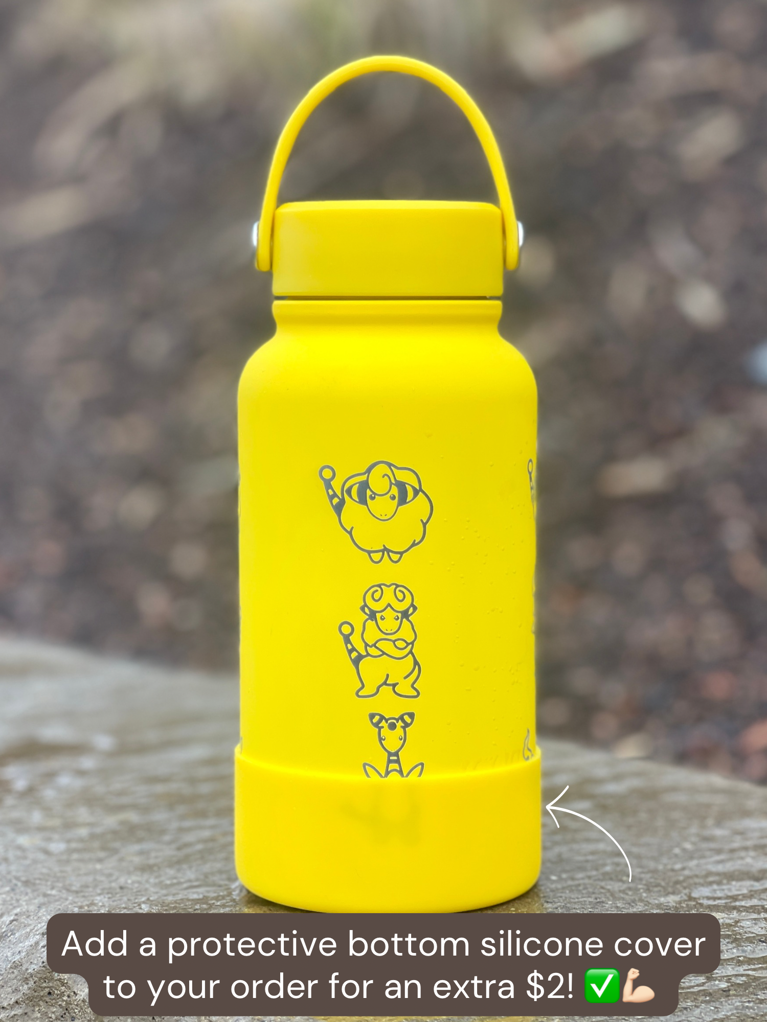 Mareep Flaffy Ampharos Water Bottle Engraved Waterbottle with Mega Ampharos, Mareep Evolution Trio Coffee Tumbler Thermos, Gamer Anniversary Gift