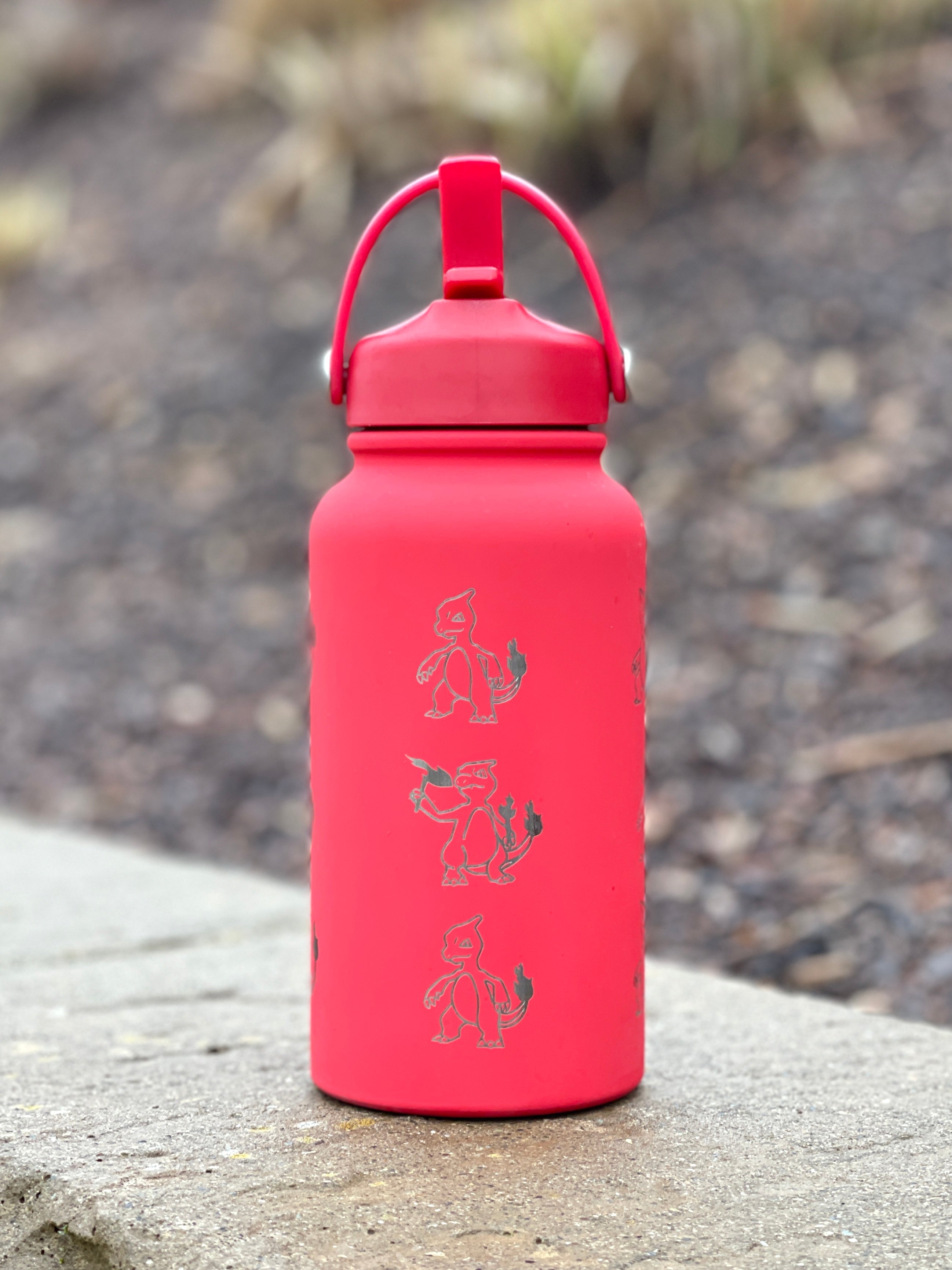 Charmeleon Water Bottle Engraved Waterbottle with Sleeping Charmeleon Coffee Tumbler Thermos Flask, Gamer Anniversary Gift