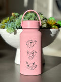 Skitty Water Bottle Engraved Waterbottle with Knitting & Sleeping Skitty, Cute Cat Coffee Tumbler Thermos Flask, Anime Anniversary Gift