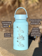 Lapras Water Bottle Engraved Waterbottle with Gigantamax & Sleeping Lapras Coffee Tumbler Thermos Flask, Gamer Anniversary Gift